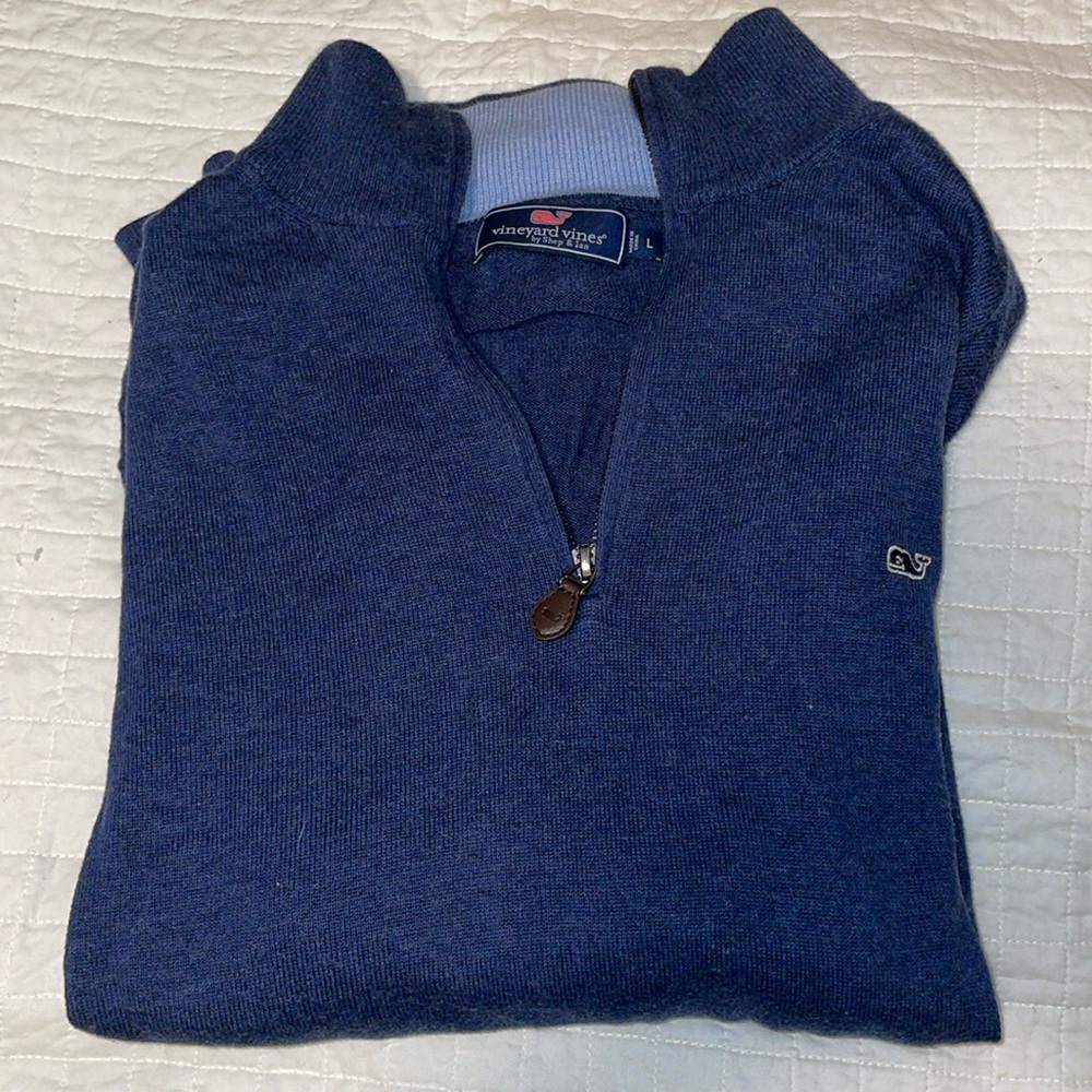 Vineyard Vines men’s long sleeve knit cotton pullover with quarter zip
